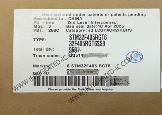 STM32F405RGT6 MCU ARM M4 32-बिट सिंगल-कोर 168MHz माइक्रोकंट्रोलर IC 64-LQFP
