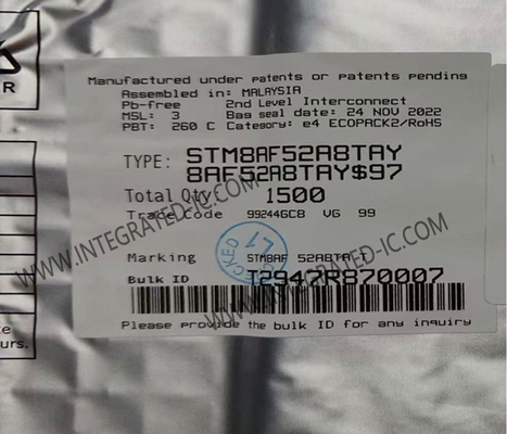 STM8AF52A8TAY माइक्रोकंट्रोलर एमसीयू 8बिट माइक्रोकंट्रोलर 24MHz ऑटोमोटिव 8बिट एमसीयू