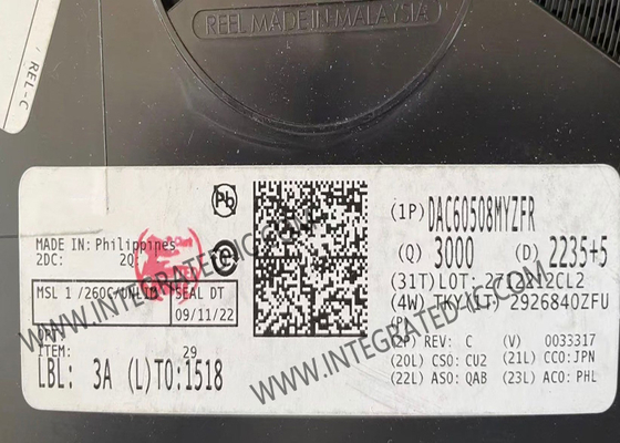 एकीकृत सर्किट चिप DAC60508MYZFR 8 चैनल डिजिटल टू एनालॉग कन्वर्टर्स DSBGA-16