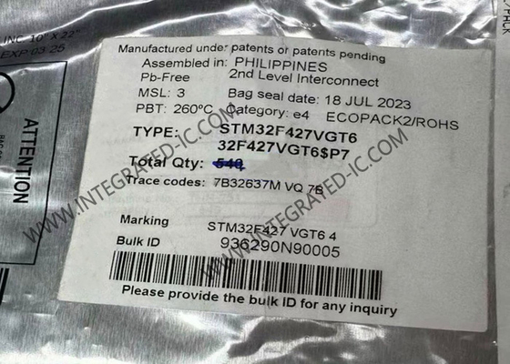 STM32F427VGT6 माइक्रोकंट्रोलर MCU उच्च प्रदर्शन 32-बिट 180MHz ARM कॉर्टेक्स-M4 MCU