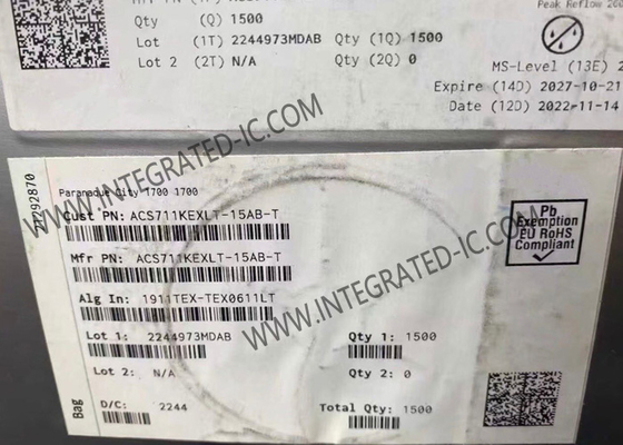 1चैनल हॉल इफेक्ट ACS711KEXLT-15AB-T करंट सेंसर 12-QFN इंटीग्रेटेड सर्किट चिप