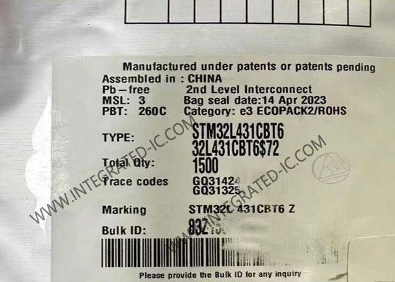 STM32L431CBT6 माइक्रो कंट्रोलर MCU अल्ट्रा-लो-पावर ARM कोर्टेक्स-M4 32-बिट 80MHz MCU