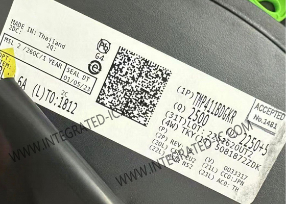 TMP411BDGKR सेंसर आईसी रिमोट और लोकल तापमान सेंसर, एन-फैक्टर और सीरीज प्रतिरोध सुधार के साथ