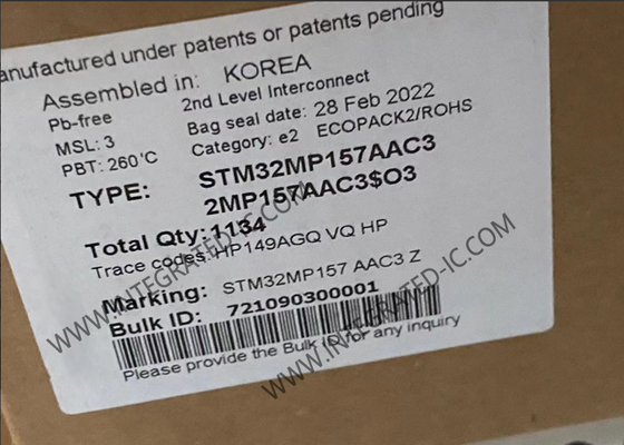 STM32MP157AAC3 ARM डुअल कोर 32-बिट 209MHz एम्बेडेड माइक्रोप्रोसेसर 361-TFBGA