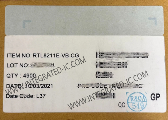 RTL8211E-VB-CG ईथरनेट आईसी इंटीग्रेटेड 10/100/1000M ईथरनेट ट्रांससीवर QFN48