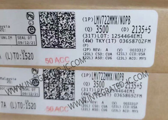 LMV722MMX 10MHz 2 चैनल ऑपरेशनल एम्पलीफायर आईसी चिप 2.2V से 5.5V आपूर्ति रेंज के साथ