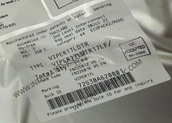 VIPER17LDTR एकीकृत सर्किट चिप 800V स्विचिंग नियामक 60kHz आवृत्ति और 9W आउटपुट पावर के साथ फ्लाईबैक कन्वर्टर्स के लिए