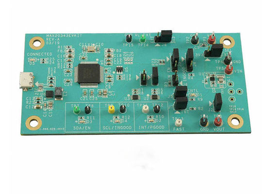 MAX20343EVKIT एम्बेडेड समाधान I2C कंट्रोलर पावर मैनेजमेंट मूल्यांकन बोर्ड