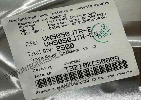 VN5050JTR ऑटोमोटिव अनुप्रयोगों के लिए 2 ए आउटपुट करंट और 4.5 वी से 36 वी आपूर्ति वोल्टेज के साथ एकल चैनल हाई साइड ड्राइवर आईसी चिप