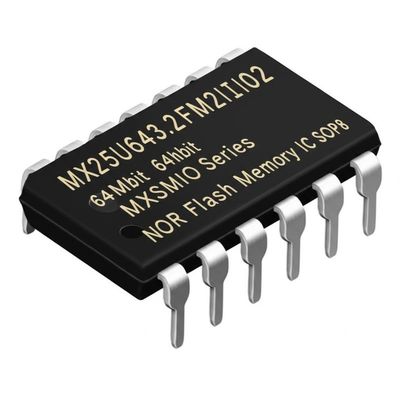 MX25U6432FM2I02 64Mbit NOR फ़्लैश मेमोरी IC, SOP8 पैकेज में 133 MHz SPI इंटरफ़ेस के साथ