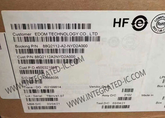 88Q2112-A2-NYD2A000 ईथरनेट आईसी ईथरनेट PHY जिसमें QFN48 पैकेज में 1000Mbps डेटा ट्रांसमिशन है, जिसका माप 7 मिमी × 7 मिमी है