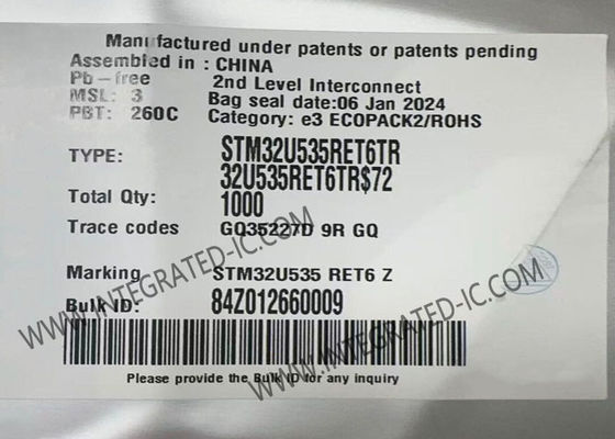 एसटीएम32यू535आरईटी6 माइक्रोकंट्रोलर एमसीयू एफपीयू आर्म कॉर्टेक्स-एम33 एमसीयू के साथ ट्रस्टज़ोन के साथ अल्ट्रा-लो-पावर