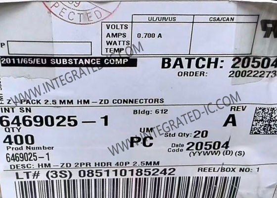 6469025-1 Z-PACK HM-Zd हाई स्पीड बैकप्लेन कनेक्टर 40 पोजीशन 4 रो 0.098" पिच PCB माउंट हेडर