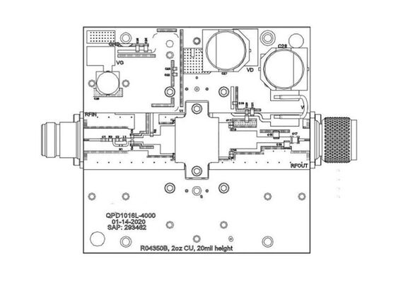 QPD1016LEVB01 एम्बेडेड समाधान 1.7GHz 50V 500W GaN RF ट्रांजिस्टर मूल्यांकन बोर्ड