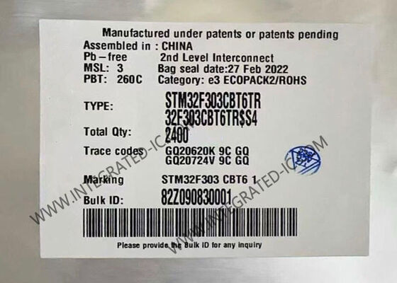 STM32F303CBT6TR 32-बिट माइक्रो कंट्रोलर जिसमें 72MHz ARM Cortex-M4 कोर और 128KB फ्लैश मेमोरी है