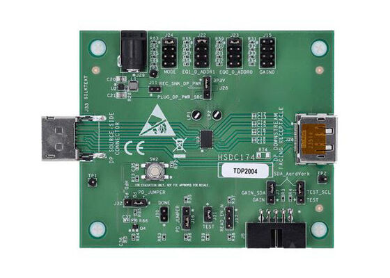 TDP2004EVM एम्बेडेड सॉल्यूशंस TDP2004 4-चैनल डिस्प्लेपोर्ट 2.1 Redriver मूल्यांकन मॉड्यूल