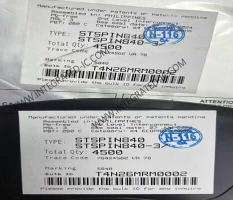 STSPIN840 एकीकृत सर्किट चिप कॉम्पैक्ट डुअल ब्रश डीसी मोटर ड्राइवर 1.5 ए आउटपुट करंट और 7V से 45V ऑपरेटिंग वोल्टेज के साथ