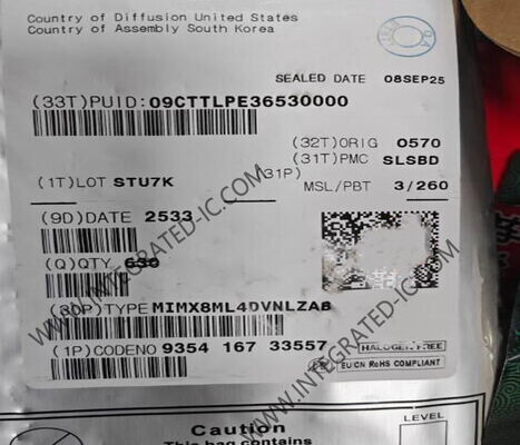 MIMX8ML4DVNLZAB माइक्रो कंट्रोलर MCU 4 कोर 64-बिट माइक्रोप्रोसेसर IC, LFBGA548 पैकेज में 1.8 GHz तक