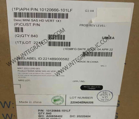 10120666-101LF मिनी-एसएएस एचडी कनेक्टर 16 पोजीशन जिसमें 6 Gb/s और 12 Gb/s डेटा दरें हैं और गोल्ड कॉन्टैक्ट फिनिश