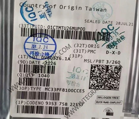 MC33PF8100CCES 2.5V ~ 5.5V आपूर्ति के साथ उच्च प्रदर्शन प्रसंस्करण अनुप्रयोगों के लिए 12-चैनल PMIC एकीकृत सर्किट चिप