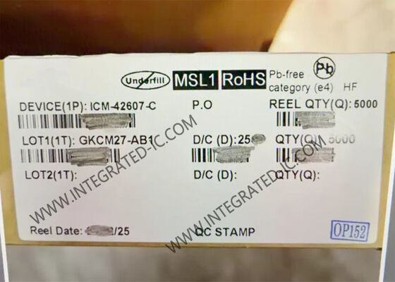 ICM-42607-C हाई-परफॉरमेंस 6-एक्सिस MEMS मोशन ट्रैकिंग सेंसर IC, कम बिजली की खपत और 16-बिट ADC रेजोल्यूशन के साथ