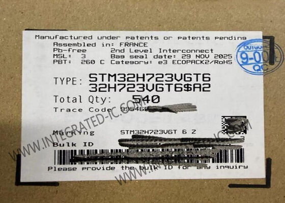 STM32H723VGT6 माइक्रोकंट्रोलर ARM कॉर्टेक्स-एम7 MCU 550MHz 1MB FLASH 80 GPIO LQFP-100 आईसी