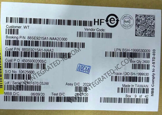 88SE9215A1-NAA2C000 एकीकृत सर्किट चिप एक लेन PCIe 2.0 से चार पोर्ट 6Gbps SATA I/O नियंत्रक
