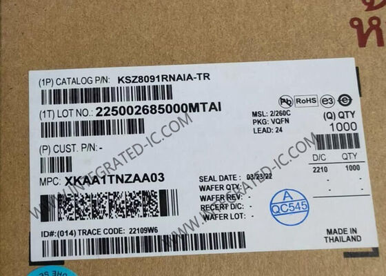KSZ8091RNAIA ईथरनेट आईसी 10/100 बेस-टी/टीएक्स ईथरनेट ट्रांससीवर QFN-24 ईथरनेट PHYs