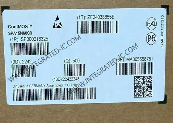 SPA15N60C3 CoolMOSTM पावर ट्रांजिस्टर 650V ड्रेन-स्रोत वोल्टेज, 15A निरंतर ड्रेन करंट, और 280mOhm ऑन-प्रतिरोध के साथ TO-220FP-3 पैकेज में