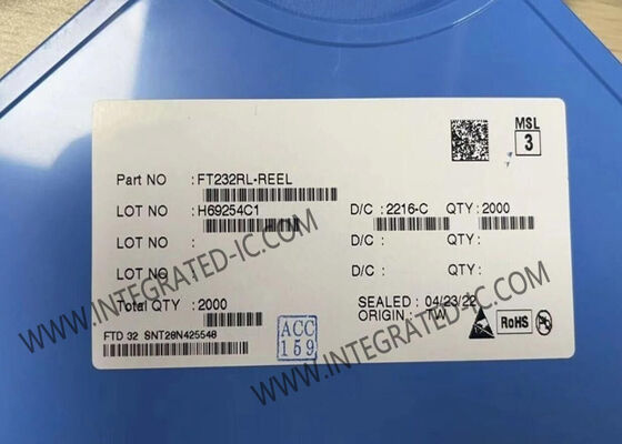 FT232RL USB UART इंटरफेस IC USB 2.0 फुल स्पीड 3.3V से 5.25V एकल आपूर्ति के साथ SSOP-28 पैकेज में