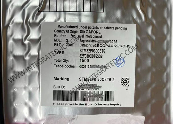 STM32F030C8T6 48MHz ARM कॉर्टेक्स एम0 कोर और 39 आई/ओ पिन के साथ 32-बिट माइक्रोकंट्रोलर आईसी