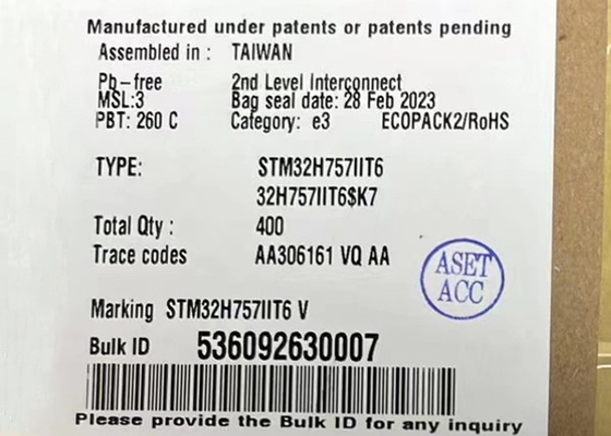 माइक्रोकंट्रोलर MCU STM32H757IIT6 32Bit डुअल कोर 240MHz एम्बेडेड माइक्रोकंट्रोलर