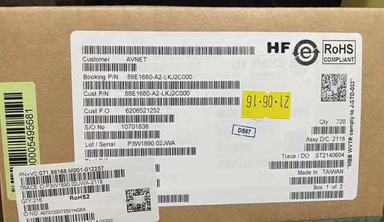 88E1680-A2-LKJ2C000 आठ पोर्ट 10/100/1000Mbps ऊर्जा कुशल ईथरनेट ट्रांससीवर
