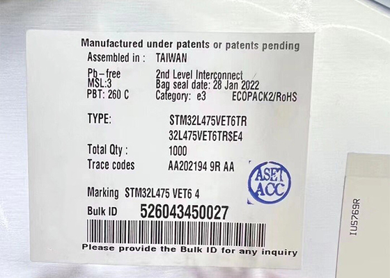 80MHz माइक्रोकंट्रोलर MCU STM32L475VET6TR 32-बिट माइक्रोकंट्रोलर IC 100-LQFP