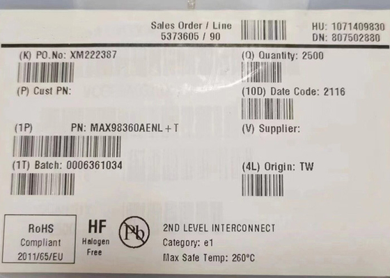 एकीकृत सर्किट चिप MAX98360AENL 1-चैनल क्लास-डी ऑडियो एम्पलीफायर 9-XFBGA