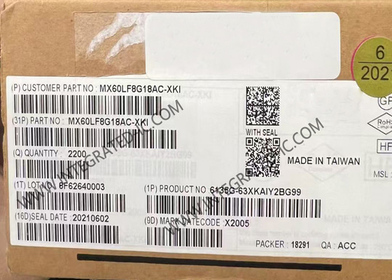 MX60LF8G18AC-XKI मेमोरी आईसी चिप 3V 8G-बिट NAND फ्लैश मेमोरी आईसी VFBGA-63 पैकेज