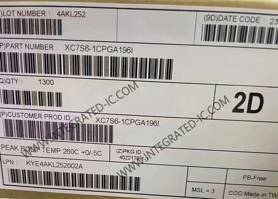 फील्ड प्रोग्राम करने योग्य गेट सरणी XC7S6-1CPGA196I 100 I/O स्पार्टन-7 एम्बेडेड फील्ड प्रोग्राम करने योग्य गेट सरणी IC 196-TFBGA