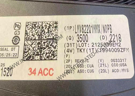 LMV822Q1MMX एकीकृत सर्किट चिप ऑटोमोटिव डुअल 5.5V 5.6MHz 40mA RRO ऑपरेशनल एम्पलीफायर