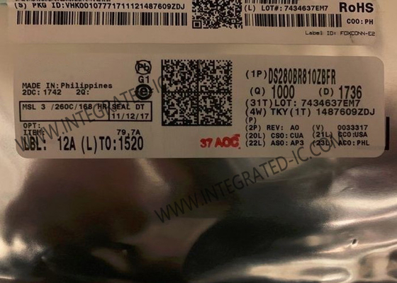 DS280BR810ZBFR एकीकृत सर्किट चिप 8-चैनल रैखिक रीड्राइवर 28Gbps रैखिक रिपीटर