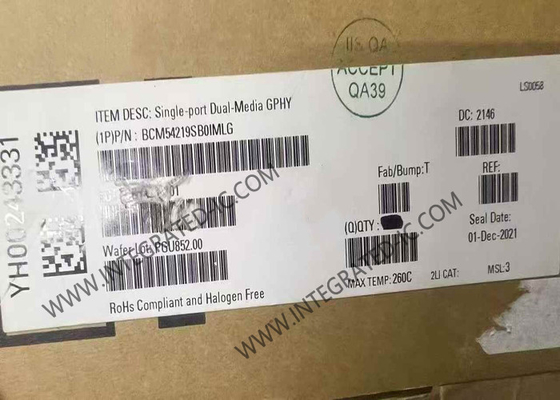 BCM54219SB0IMLG ईथरनेट आईसी सिंगल पोर्ट डुअल मीडिया GPHY QFN64 ईथरनेट ट्रांससीवर
