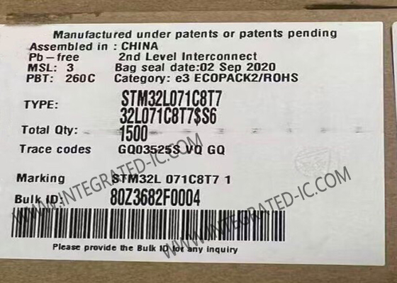 माइक्रोकंट्रोलर एमसीयू STM32L071C8T7 32MHz तक STM32 अल्ट्रा लो पावर एमसीयू LQFP-48