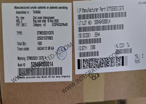 32 बिट सिंगल कोर माइक्रोकंट्रोलर चिप STM32G031C6T6 48-LQFP माइक्रोकंट्रोलर MCU