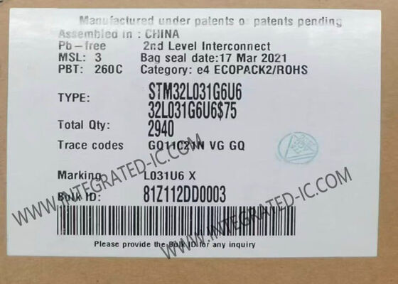 STM32L031G6U6 अल्ट्रा-लो पावर 32-बिट एआरएम कॉर्टेक्स-एम0+ माइक्रोकंट्रोलर एमसीयू