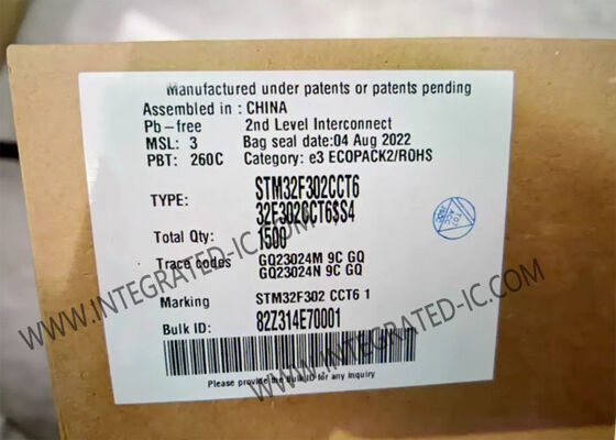 STM32F302CCT6 उच्च प्रदर्शन 32-बिट माइक्रोकंट्रोलर MCU 72MHz स्पीड के साथ