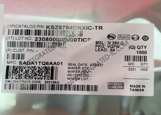 KSZ8794CNXIC ईथरनेट आईसी 4-पोर्ट प्रबंधित ईथरनेट स्विच चिप QFN-64 पैकेज में