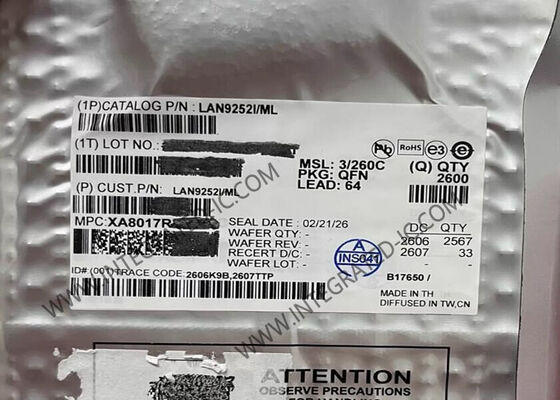 LAN9252I/ML ईथरनेट आईसी ईथरकैट स्लेव नियंत्रक औद्योगिक अनुप्रयोगों के लिए QFN-64