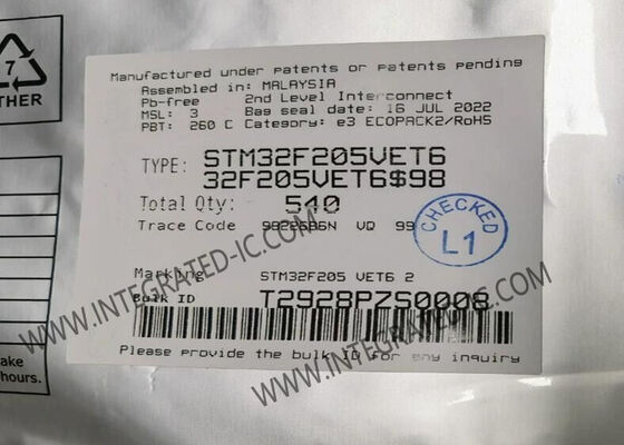 STM32F205VET6 माइक्रोकंट्रोलर MCU 120 MHz और 16-स्ट्रीम DMA के साथ 32-बिट सिंगल-कोर